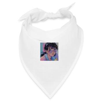 80er Jahre Anime Mädchen beruhigender hochwertiger Modedruck - Bandana Dreieckstuch - Weiß - Vorne