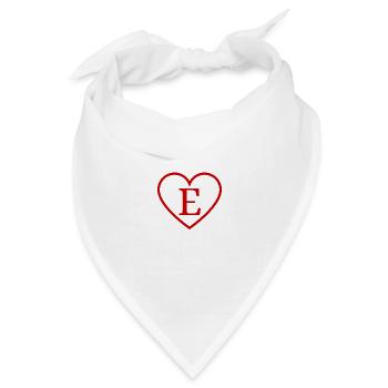 Buchstabe e rotes Herz - Bandana Dreieckstuch - Weiß - Vorne