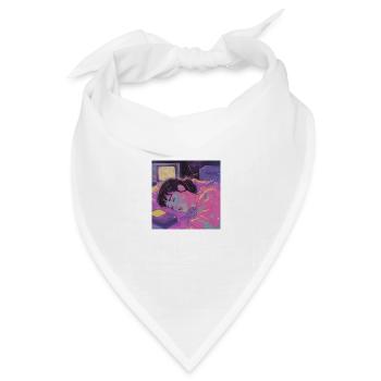 80er Jahre Anime Mädchen beruhigender hochwertiger Modedruck - Bandana Dreieckstuch - Weiß - Vorne