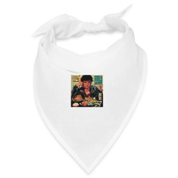 80er Jahre Anime Typ beruhigender hochwertiger Modedruck - Bandana Dreieckstuch - Weiß - Vorne