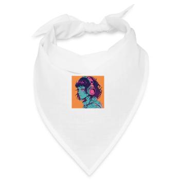 80er Jahre Anime Mädchen beruhigender hochwertiger Modedruck - Bandana Dreieckstuch - Weiß - Vorne