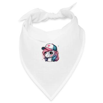 Süße rosa Pony Mähne hat Kappe - Bandana Dreieckstuch - Weiß - Vorne