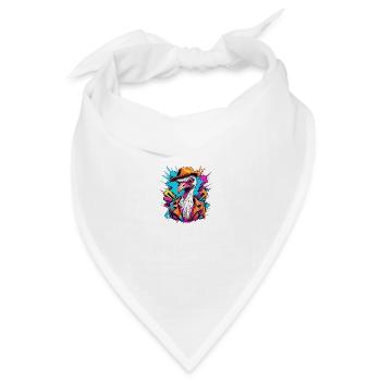 Vogel Strauß mit Hut - Bandana Dreieckstuch - Weiß - Vorne