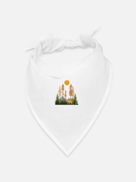 Versteckter Wald und Hirsche - Bandana Dreieckstuch - Weiß