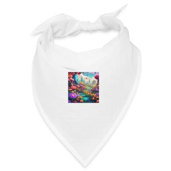 Flowers 1 - Bandana Dreieckstuch - Weiß - Vorne