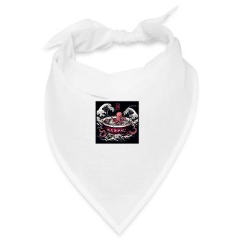 Oktopus und Nudeln - Asian Gourmet Food - Bandana Dreieckstuch - Weiß - Vorne