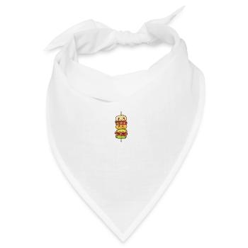 Bunter Gemüsespieß Dönerspieß im Cartoon-Stil - Bandana Dreieckstuch - Weiß - Vorne