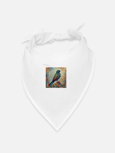 Vogel farbig rechteckig - Bandana Dreieckstuch - Weiß