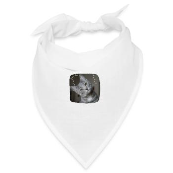 Katze T-Shirt - Bandana Dreieckstuch - Weiß - Vorne