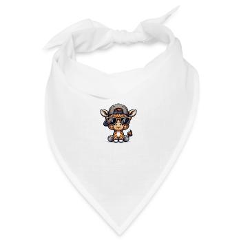 Giraffe with Basecap and Sunglasses - Bandana Dreieckstuch - Weiß - Vorne