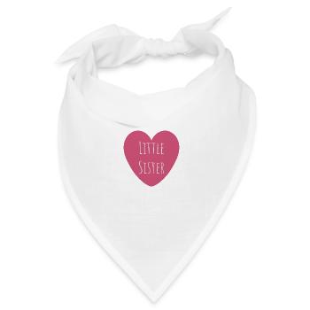 Kleine Schwester | Rosa Herz - Bandana Dreieckstuch - Weiß - Vorne