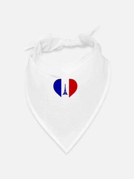 herz frankreich - Bandana Dreieckstuch - Weiß
