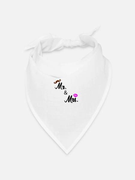 mr and mrs 02 - Bandana Dreieckstuch - Weiß