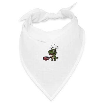 T-Rex Dinosaurier Kinder T-Shirt - Bandana Dreieckstuch - Weiß - Vorne