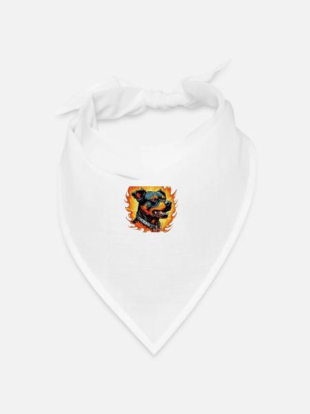 Flammen-Hund - Bandana Dreieckstuch - Weiß