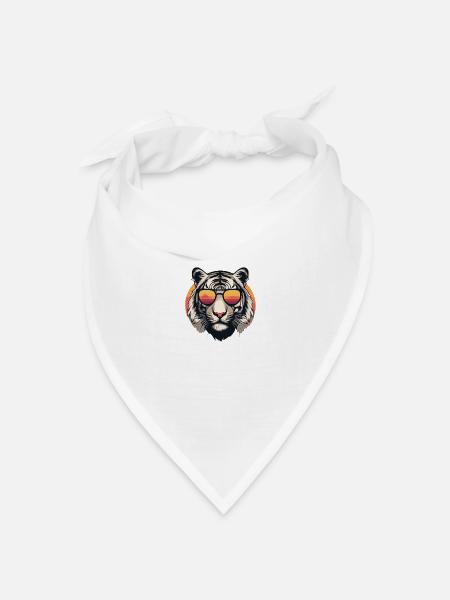 Stylischer Tigerprint - Bandana Dreieckstuch - Weiß