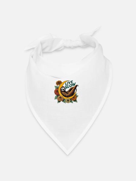 Lebe Slow Sloth - Bandana Dreieckstuch - Weiß