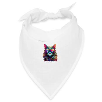 Cool Cat - Neon Vibes - Bandana Dreieckstuch - Weiß - Vorne