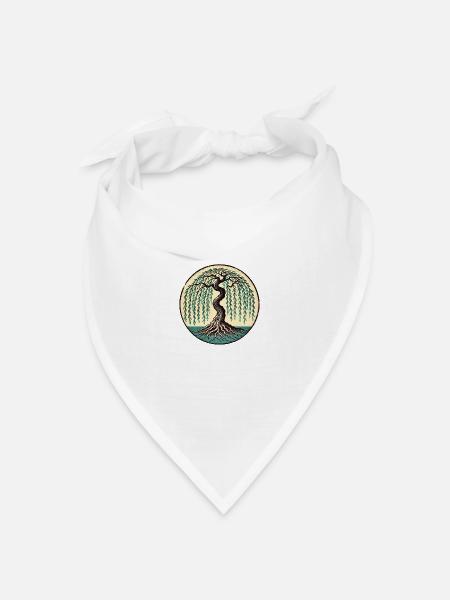Trauerweide - Bandana Dreieckstuch - Weiß