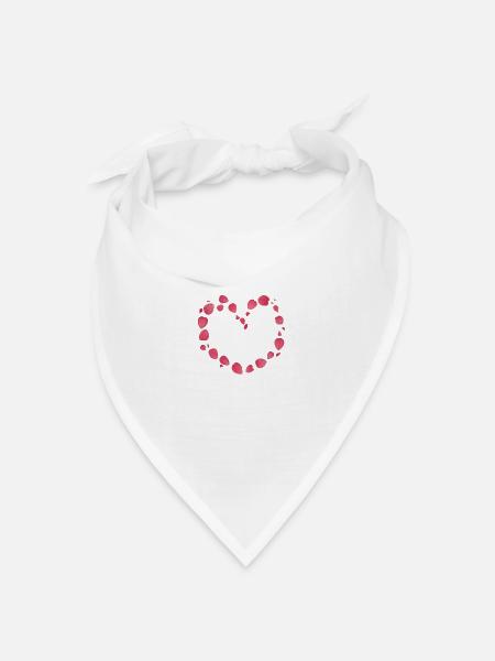 Ein Herz aus echten pinken Rosenblättern - Bandana Dreieckstuch - Weiß
