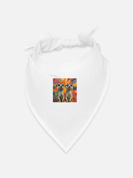 Erdmännchen - Bandana Dreieckstuch - Weiß