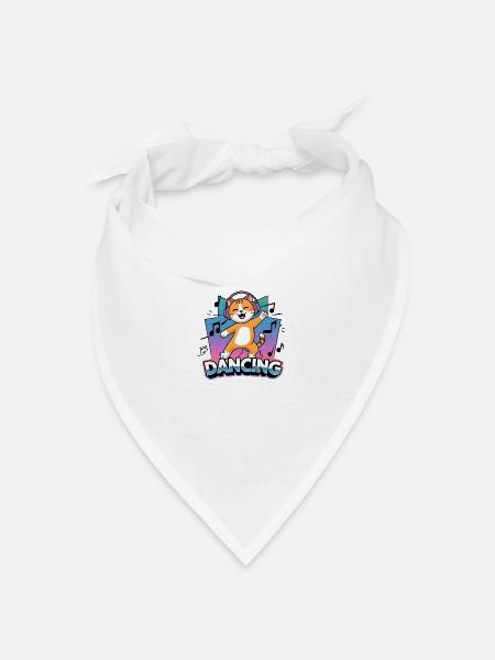Tanzende Katze - Bandana Dreieckstuch - Weiß