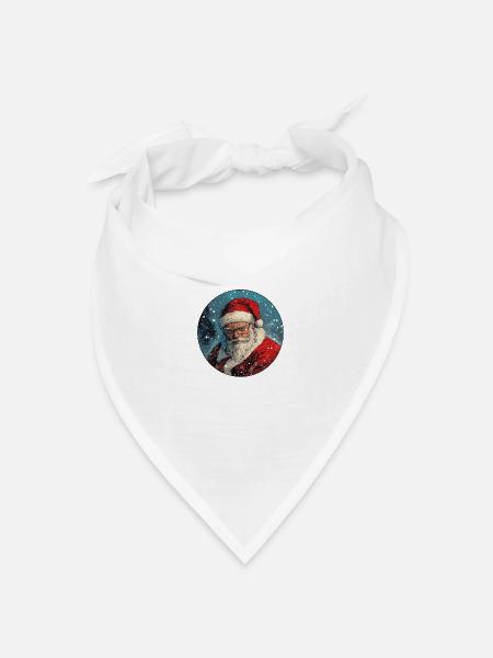 Strenger Santa: Weihnachtszeit mit Stil - Bandana Dreieckstuch - Weiß