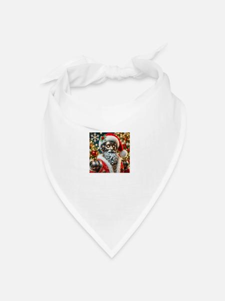 Roboter Weihnachtsmann - Bandana Dreieckstuch - Weiß