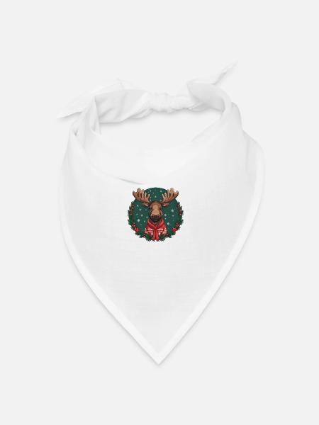 Weihnachtselch - Bandana Dreieckstuch - Weiß