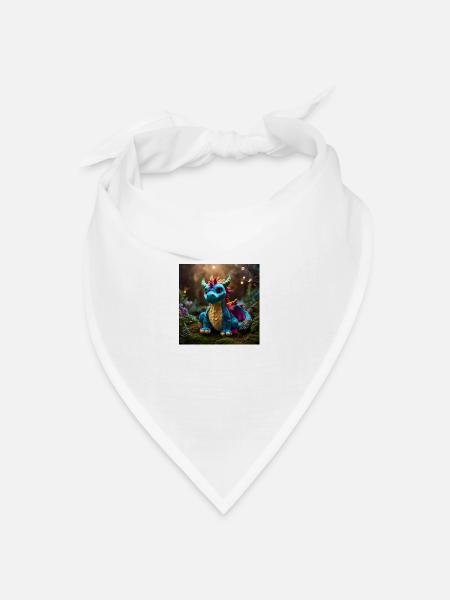 Süßer bunter Zauberdrache in Fantasy Welt - Bandana Dreieckstuch - Weiß