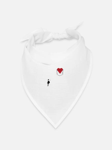 Katze nah am Herzen - Katzenliebhaber Geschenk - Bandana Dreieckstuch - Weiß