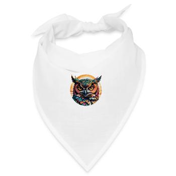 Eule Retrostyle - Bandana Dreieckstuch - Weiß - Vorne