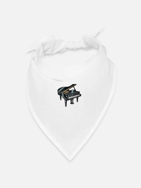 Klavier - Bandana Dreieckstuch - Weiß