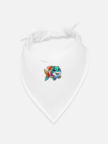 Fisch Comic - Bandana Dreieckstuch - Weiß