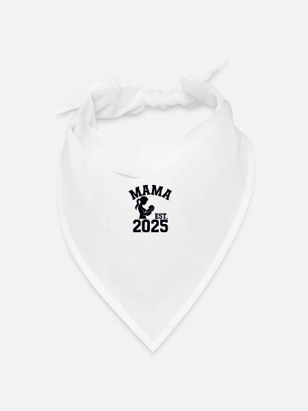 Mama est. 2025 / Frischgebackene Mama / Schwanger - Bandana Dreieckstuch - Weiß