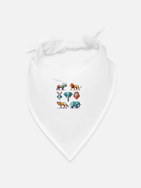 Geometrische Tiere - Bandana Dreieckstuch - Weiß