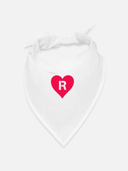 herz buchstabe R - Bandana Dreieckstuch - Weiß