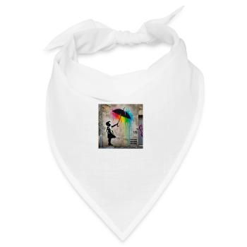 Kein Banksy - Regen unter dem Schirm - Bandana Dreieckstuch - Weiß - Vorne