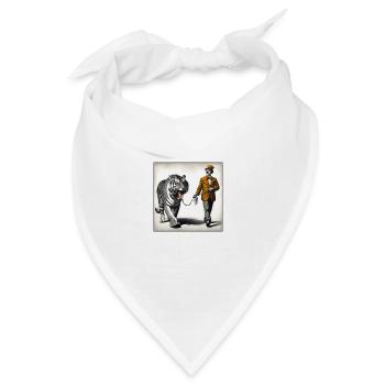 Spaziergang mit Tiger - Bandana Dreieckstuch - Weiß - Vorne