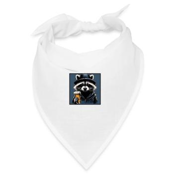 Waschbär mit Bier - Bandana Dreieckstuch - Weiß - Vorne