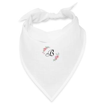 Rosa Blumenbuchstabe b - Bandana Dreieckstuch - Weiß - Vorne