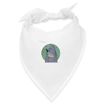 lesender Geist vor Tarnhintergrund - Bandana Dreieckstuch - Weiß - Vorne
