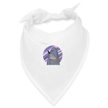 lesender Geist mit lila gestreiftem Hintergrund - Bandana Dreieckstuch - Weiß - Vorne