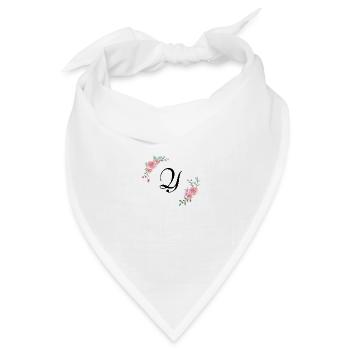 Rosa Blumenbuchstabe - Bandana Dreieckstuch - Weiß - Vorne