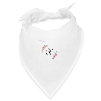 Rosa Blumenbuchstabe x - Bandana Dreieckstuch - Weiß - Vorne