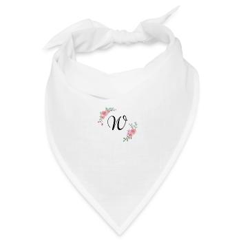 Rosa Blumenbuchstabe w - Bandana Dreieckstuch - Weiß - Vorne
