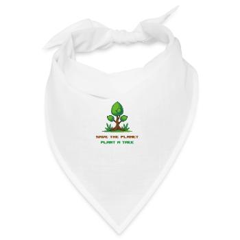 Pixel-Art-Baum "Rette den Planeten, pflanze einen Baum" - Bandana Dreieckstuch - Weiß - Vorne