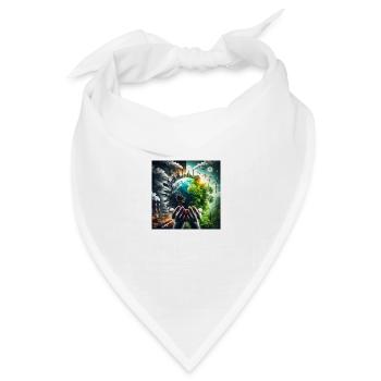 Zwei Welten – Die Zukunft in unseren Händen - Bandana Dreieckstuch - Weiß - Vorne