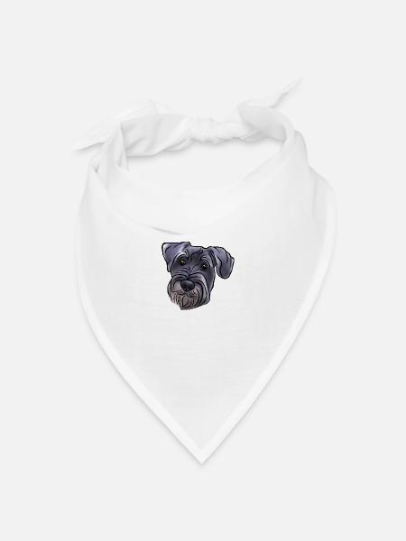 Mittelschnauzer Kopf im Comicstyle - Bandana Dreieckstuch - Weiß