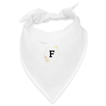 Buchstabe f Goldener Blumenrahmen - Bandana Dreieckstuch - Weiß - Vorne